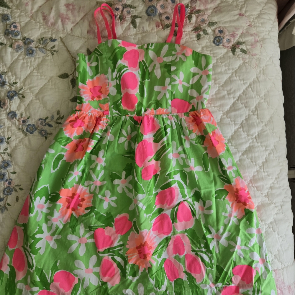 Lilly Pulitzer Pink and Orange Sundress Sleeveless Spaghetti Strap Casual